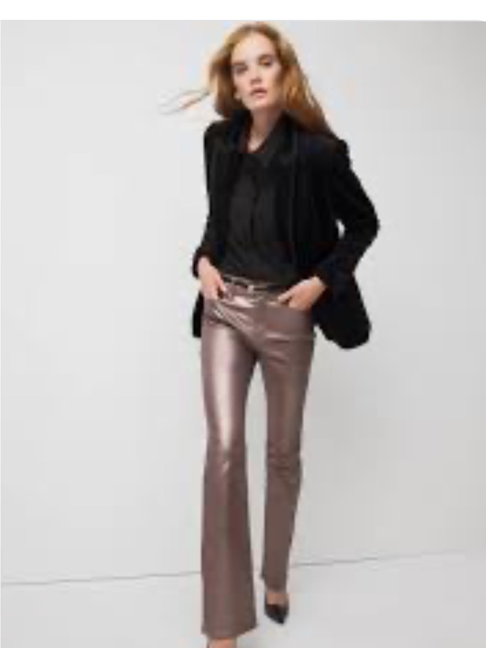 White House Black Market Champagne Foil Metallic Women's Bootcut pants